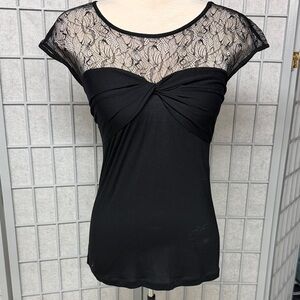 Tristan Black Lace Top, Medium